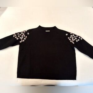 Anthropologie Lili Embellished Black Pullover Sweater, XS